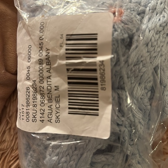 NWT Agua Bendita Albany Crop Top blue woven knit M beach summer spring boho - Picture 5 of 7